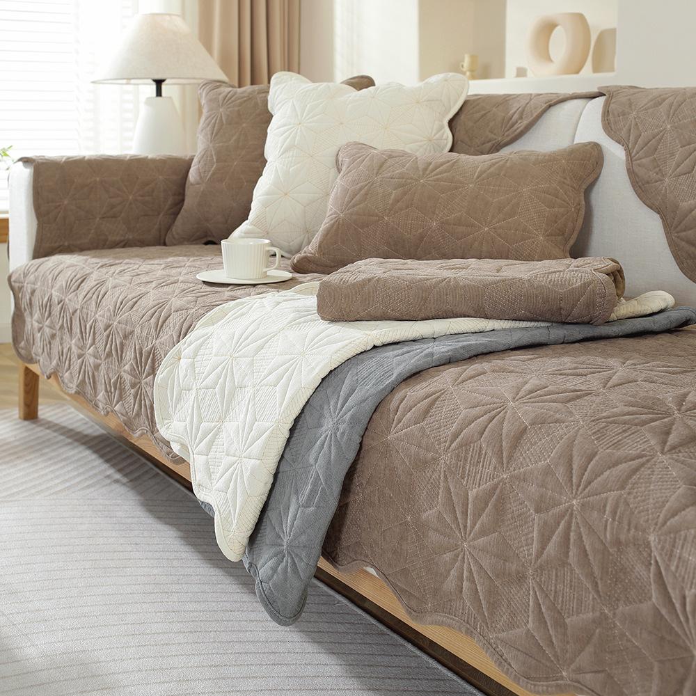 Chenille Solid Embroidered Sofa Cushion Cover Back Scarf Four Seasons Universal Simple Modern Anti Slip Universal Seat Cushion