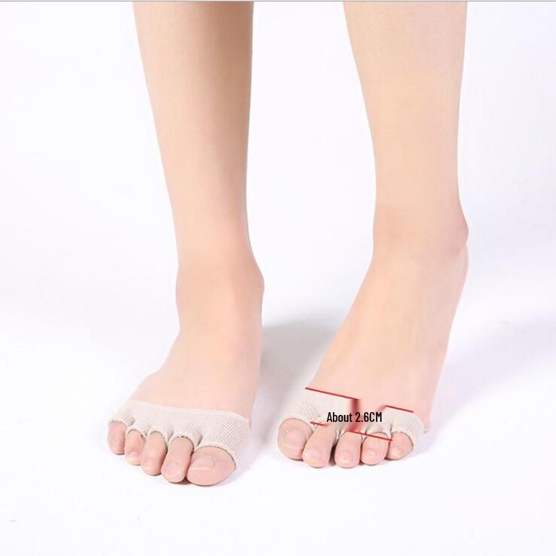 Women's Summer Half-Palm Five-Toe Non-Slip High Heel Socks with Sponge Cushion.