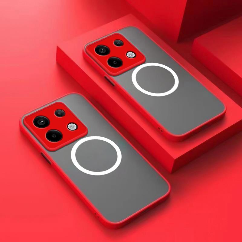 

Полупрозрачный матовый чехол Magsafe для телефона xiaomi redmi Note 13 12 11 11s 12s Pro Plus Note11 Note12 Note13 Pro 4G 5G Redmi Note12s красный