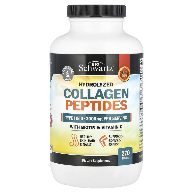Hydrolyzed Collagen Peptides with Biotin and Vitamin C, 270 Tablets