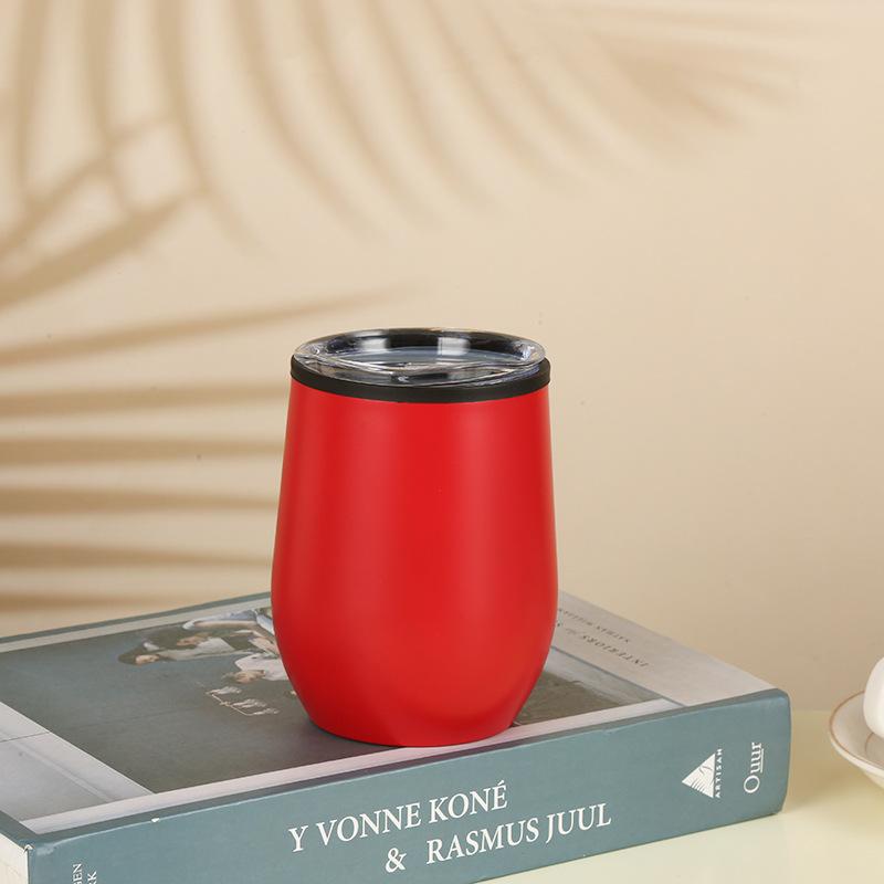 Hot Mining 304 Stainless Steel Eggshell Cup Mini Thermos Cup U-Shaped Red Wine Glass 12Oz Inner Plastic Outer Steel Egg Cup