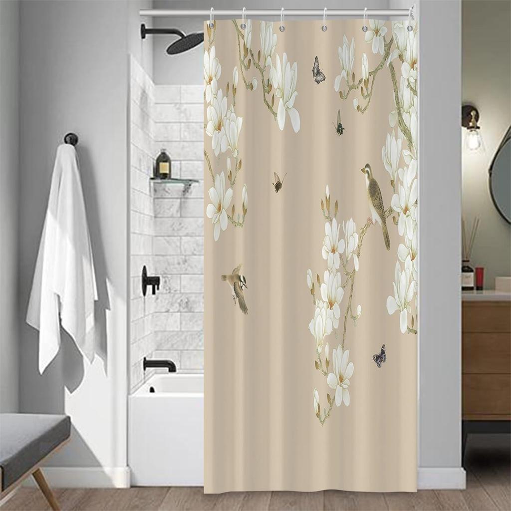 Mount Fuji Shower Curtain Japan Famous Landscape Cherry Flower Mountains Abstract Scenery Shower Curtains For Bathroom