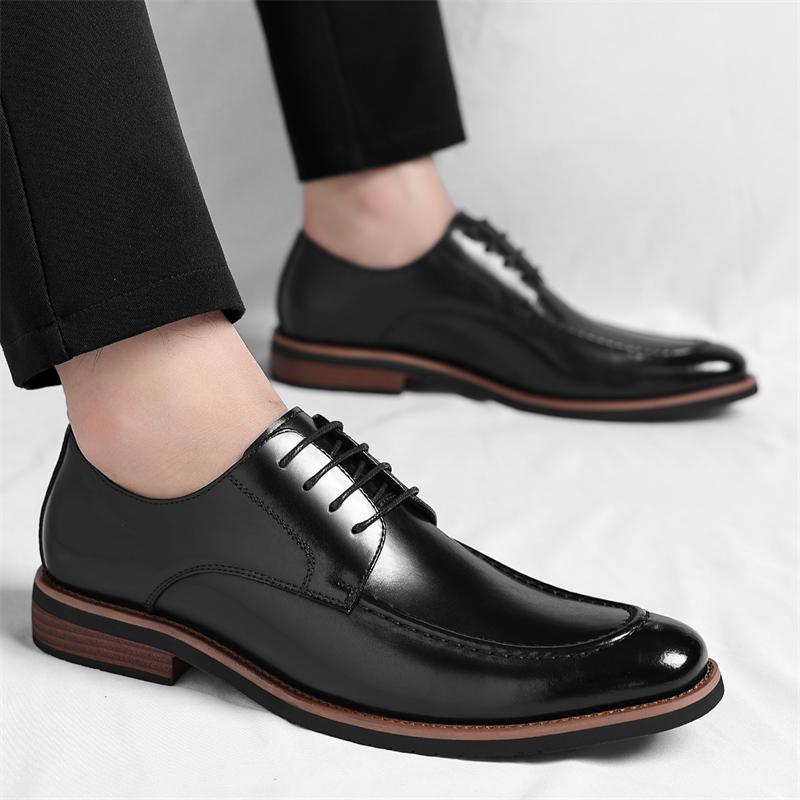 Men's leather shoes Classic casual British style Work or office Dress up party groom's wedding Black brown plus size Shoes