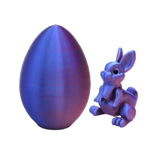 

Easter Rabbit with Inside 3D Printed Articulated Bunny Ear Egg Ornament Movable Joints Rabbit Figurine Fidget