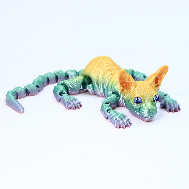 3D-gedruckte haarlose Katzenfigur, realistische bewegliche Sphynx-Katze Spielzeug, niedliches Fidget-Spielzeug & Heimdeko für Liebhaber