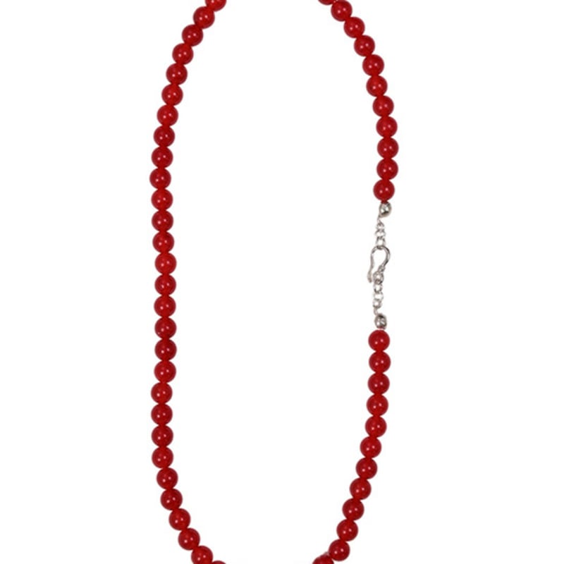 LAYERMOOD 24 Red Ball Hook Necklace-silver925