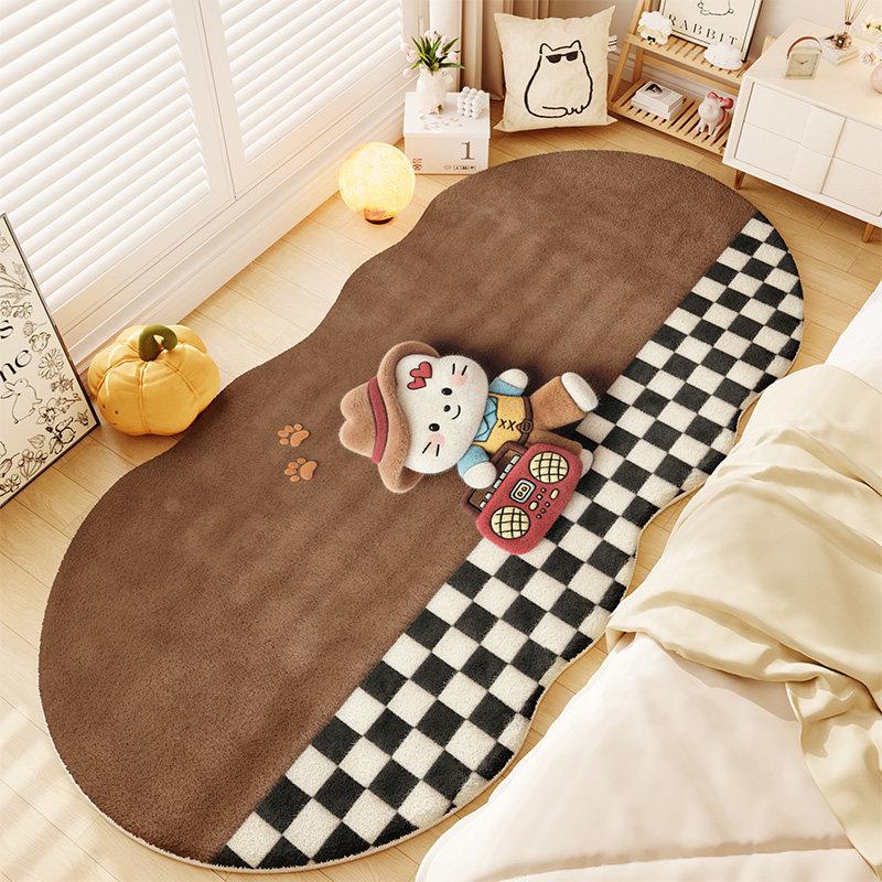 Girly Style Carpets for Living Room Cute Animals Bedroom Decor Carpet Fluffy Soft Irregular Bedside Rug Home Plush Floor Mat