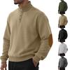Men's Jacquard Stand Collar Small Checkered Sweatshirt Knitted Pullover Casual Henley Sweatshirt