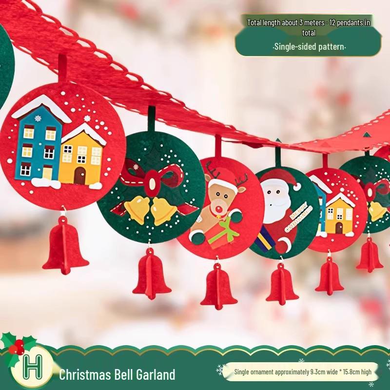 Christmas Tree Hanging Ornaments & Festive Decorations with Atmosphere Lights & Pull Flowers