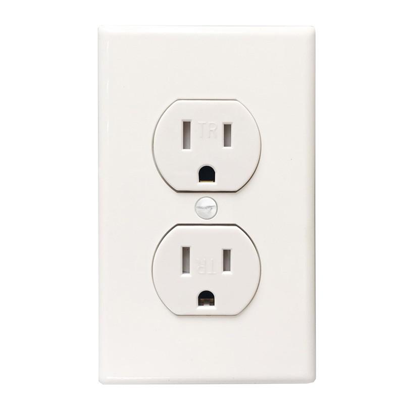 

US Standard Double Gang 15A 125V Industrial Socket with TR Decoration, Six-Hole Flush Mount