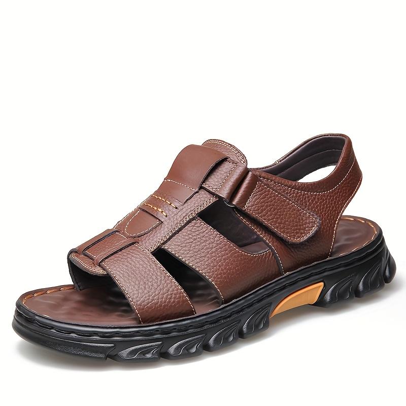 

Men s Summer Casual Slip-On Sandals - Adjustable Straps, Non-Slip Rubber Sole & Breathable for Outdoor Hiking, Beach Walking - Comfortable Round Toe 45 темно-коричневого