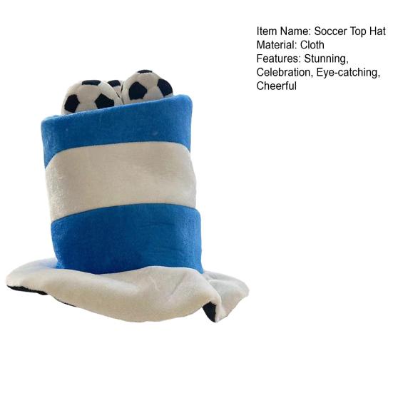 Morbido Cappello Peluche Pallone da Calcio, Cappello a Cilindro a Strisce Tema Sportivo per Feste, Copricapo da Tifo per Partite di Calcio per Bar Sportivi, Accessori per Photo Booth, Eventi a Tema