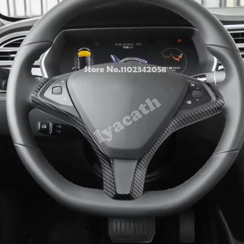 For Tesla Model S Model X ABS Car Steering Wheel Frame Sticker Inner Direction Control Button Decoration Trim Cover Accessories