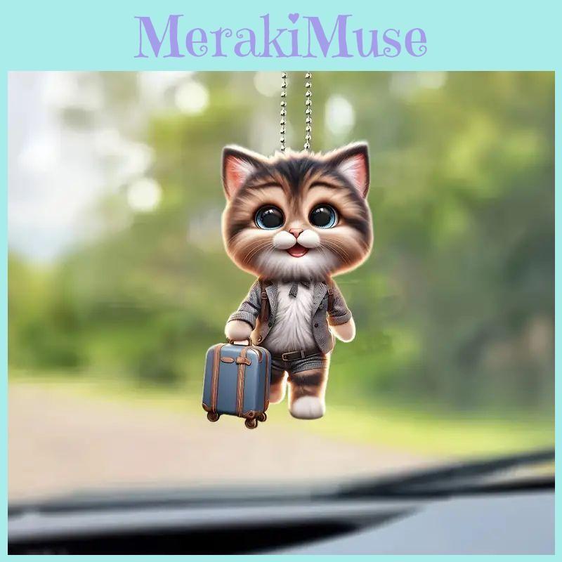 Acrylic Playful Cat Car Accessory Unique Home Decor And Backpack Charm For Lovers Cat