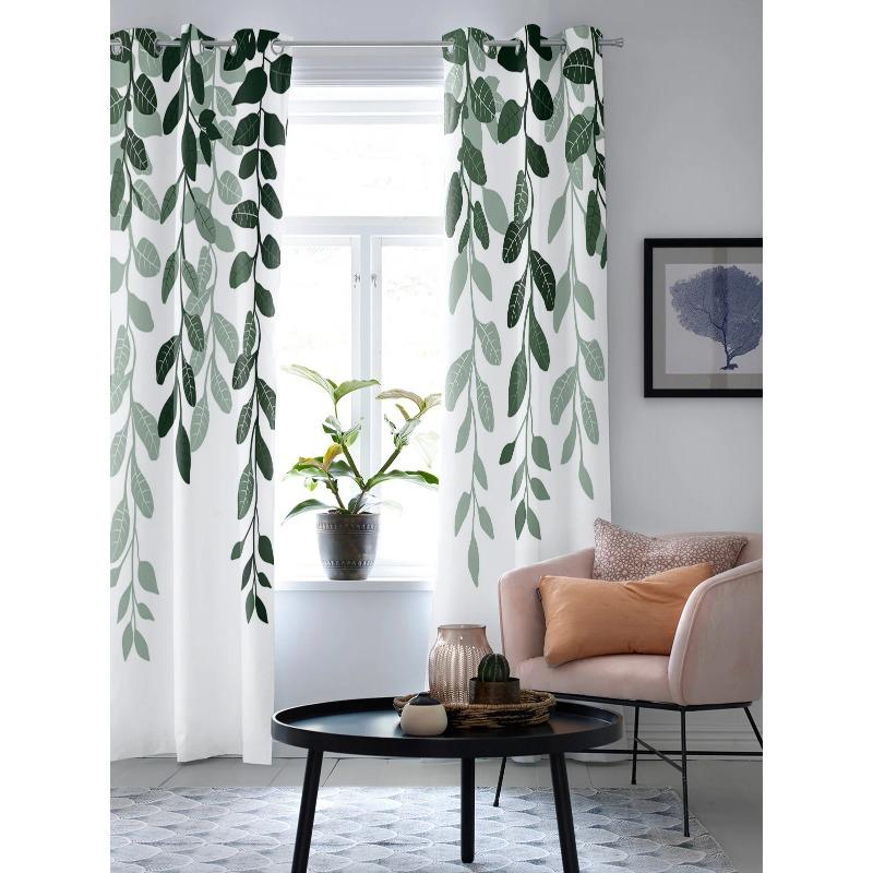 Rustic Leaves Plants Window Curtains for Living Room Bedroom Curtain Modern Kitchen Blinds Drapes Curtains