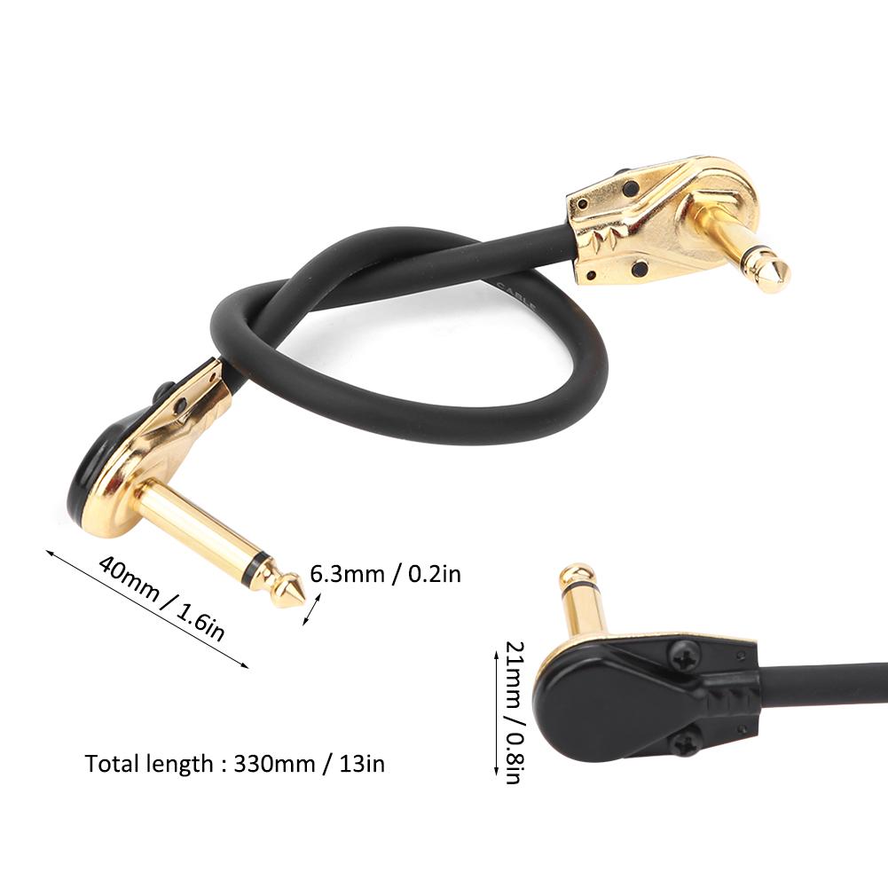 Gitarrenpedalkabel Schwarz Golden Winkelstecker Musikinstrumentenzubehör 33cm Länge