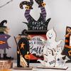 Wooden Halloween Wooden Decor Long-lasting Witch Pumpkin Ghost Bat Ornaments Handicraft Happy Halloween Table Decoration