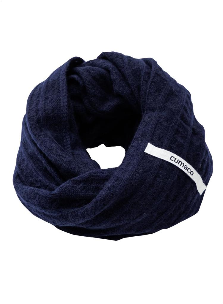 Navy Cashmere Solid Cable Unisex Neck [cumaco] 06. 100% Snood, Color, Two-Tone Knit, Warmer, Gift, Navy, C-Z0019B-0510C