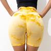 High Waist Tie-Dye Yoga Shorts - Women's Elastic Sports Fitness Pants