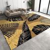 Abstrakt Schwarz Gold Pflanze Blatt Teppich Kunstdruck Design Teppiche für Schlafzimmer Nachttisch Rutschfest Zuhause Sofa Couchtisch Dekor Fußmatte