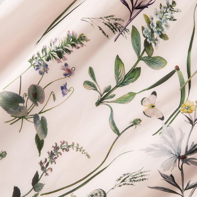 Women's Retro Ink Print High Waist Slimming Silk Skirt