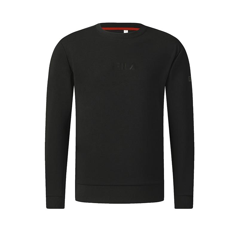 Fila Fitness Series Classic Casual Sports Training Loose Pullover Crewneck Sweatshirt Men Sweatshirt Deep-Black A11M541217FBK