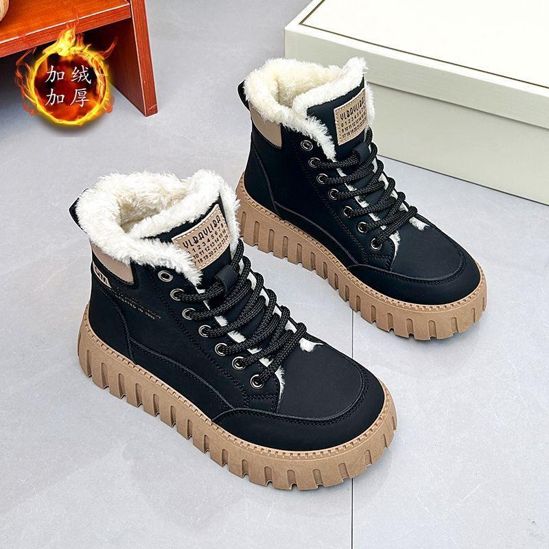 Girls Snow Boots Winter 2025 Fleece Thickened Medium and Older Children's Cotton Shoes Large Cotton Shoes Medium and Older Children's Girls Cotton