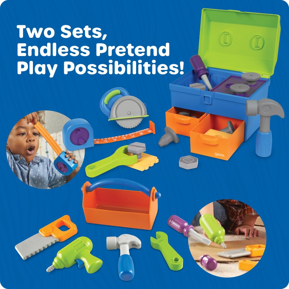 Learning Resources All-in-One Toolbox, 18 Pieces, Play House Toy, LER9754, Authentic