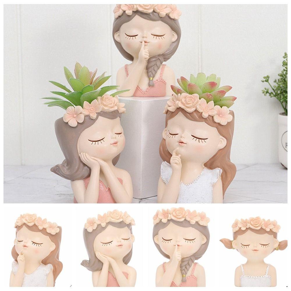 Nordic Girl Decorative Planters Resin Succulent Cactus Planter Pot Indoor