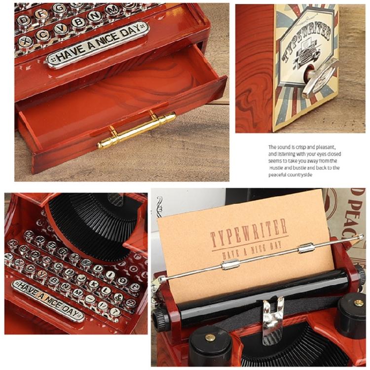 Classical Typewriter Shape Music Box Plastic Wind Up Ornament Plays Clear Melodies for Decorative and Gift Giving