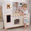 GINGER HOME Cuisine Enfant en Bois Vintage avec Plaques Électroniques, Lumières, Sons et Évier avec Eau – 91x31x90 cm