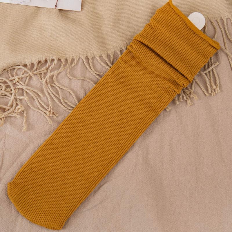 Ladies Autumn and Winter Thick New Products Pure Color Retro Sweat Absorbing Breathable Long Tube Pile Pile Cotton Socks