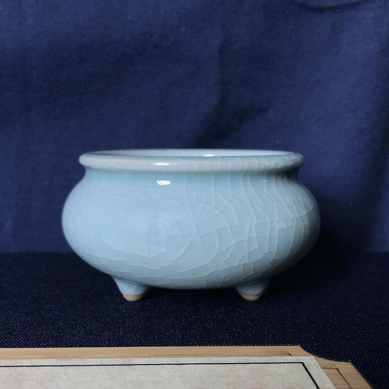 Celadon Imitation Temple Double Ear Ceramic Thread Incense Burner Temple Buddha Furniture Ceramic Sandalwood Incense Burner