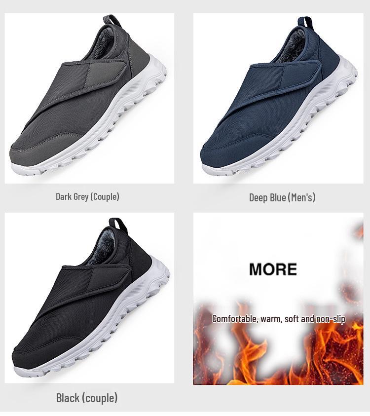 Men's Winter Velvet Comfort Shoes - Wide Toe, Adjustable Fit for Swollen Feet