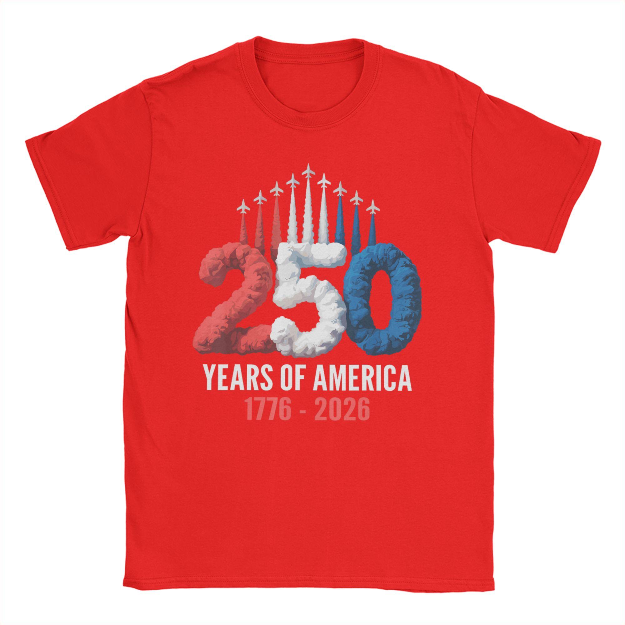 

Anniversary USA T Shirt Unisex Cotton Fun TShirt Round Collar Tee Shirt Short Sleeve Clothing Graphic Printed S