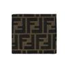 Fendi Ff Logo Monogram Double Fold Design Jacquard Fabric With Leather Wallet Men Wallet Brown 7M0169ALWKF0L3T