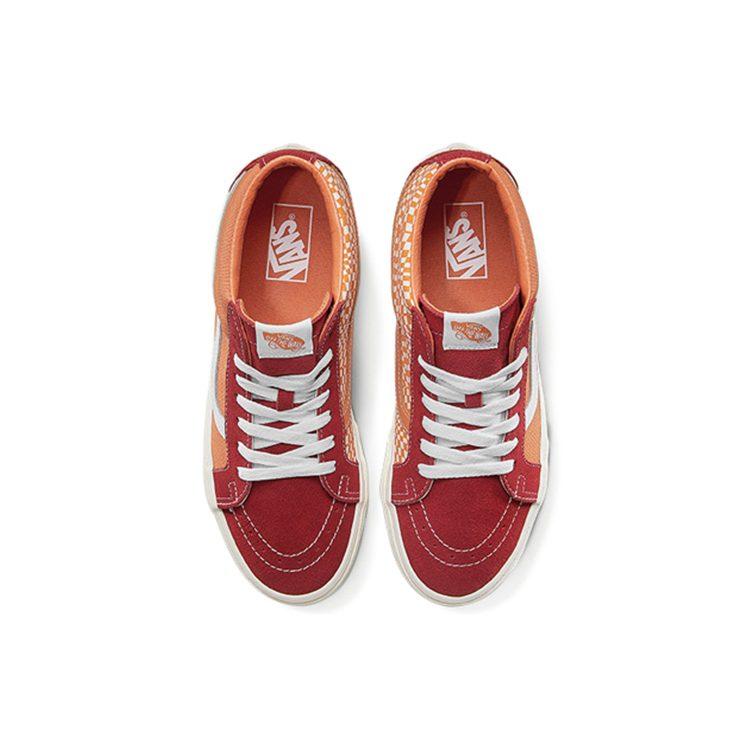 Vans Sk8 Mid Retro Mid Top Casual Skate Shoes Unisex Red Orange Splicing 'Orange Red' VN0A391FTEV