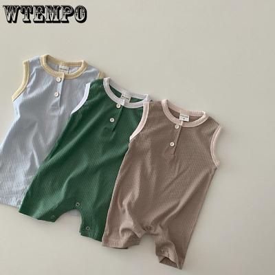 Baby Solid Cool Sleeveless Romper Toddler Boys Loose Comfortable Casual Outwear Jumpsuit Infant Clothes Kids Girls Onesie 0-24m
