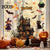 Static Cling Halloween Set Glass Sticker, Window Clings, Reusable Electrostatic Decals, Haunted Decoration House Stickers for Doors Windows,