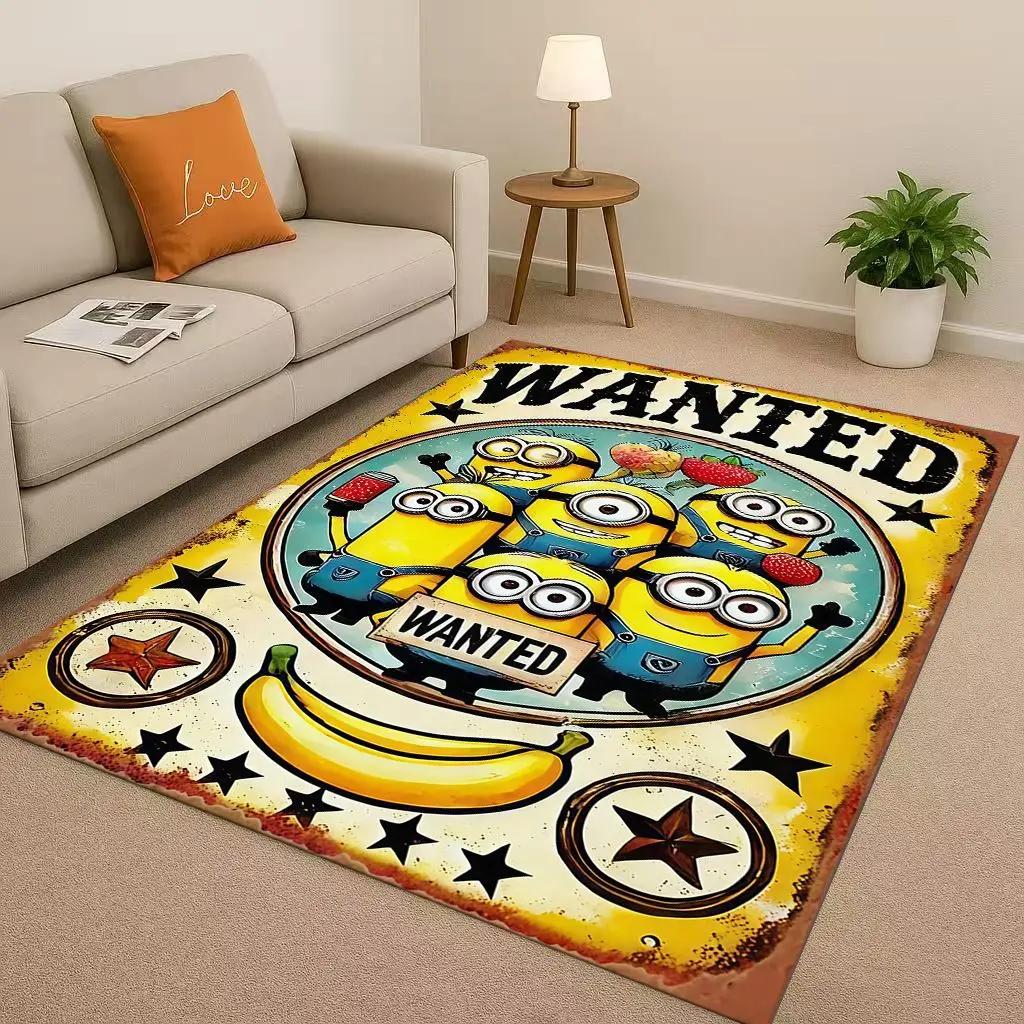 3D Cute Minions Cartoon Christmas Gift Living Room Non-Slip Area Rug Carpet for Bedroom Playroom Sofa,Home Decor Doormat