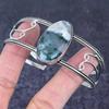 Natural Indian Moss Agate Gemstone 925 Sterling Silver Cuff Bangle Adj z5H37