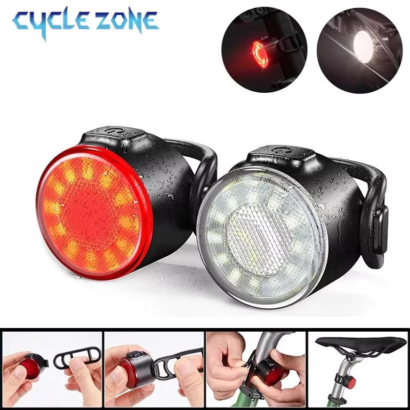 Bike Light Mini Warning Taillights Rechargeable Night Riding Safety Taillight COB Bicycle Front Rear Lamp LED Cycling Headlamp 7