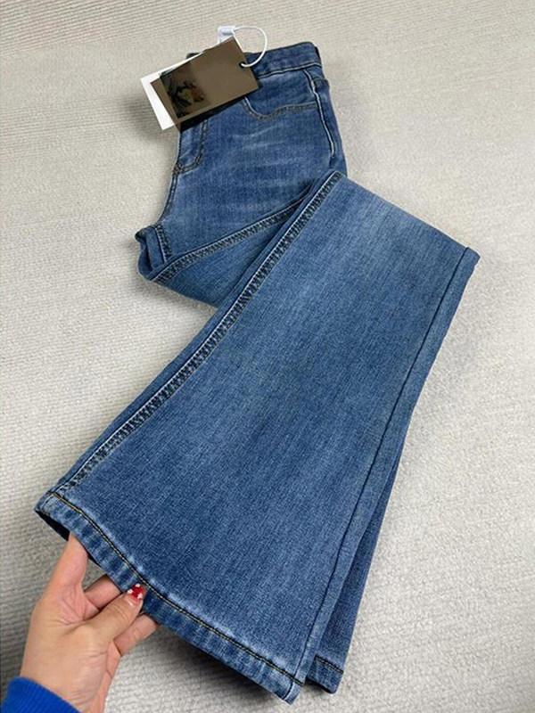Spring 2026 Retro Blue High-Waisted Slimming Flare Jeans for Women