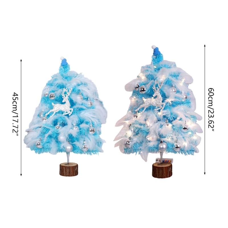 Delightful Mini Feather Christmas Tree with Light Ornaments Tabletop Christmas Tree, Easy To Assemble Cheerful Designs