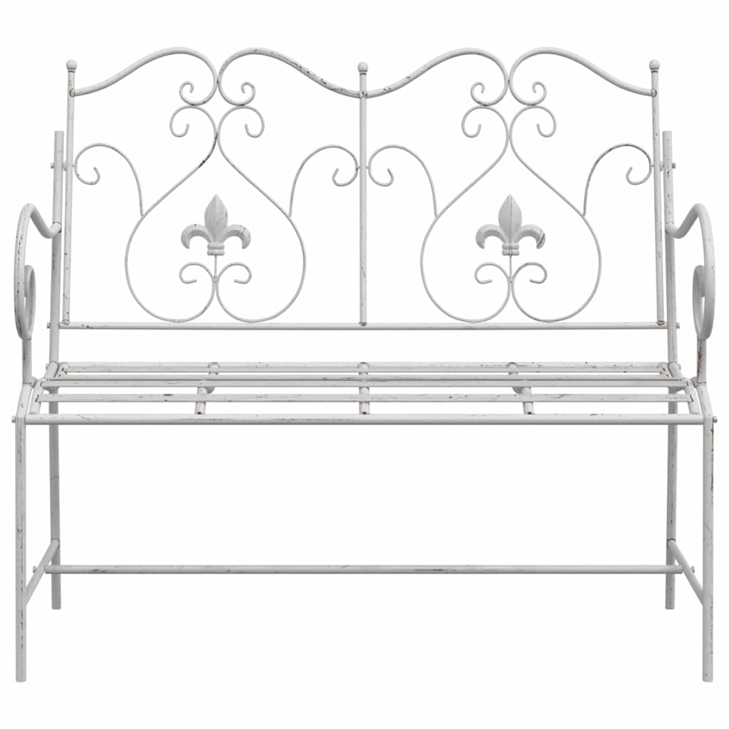 Antique White Garden Bench 104 x 54 x 93 cm Steel