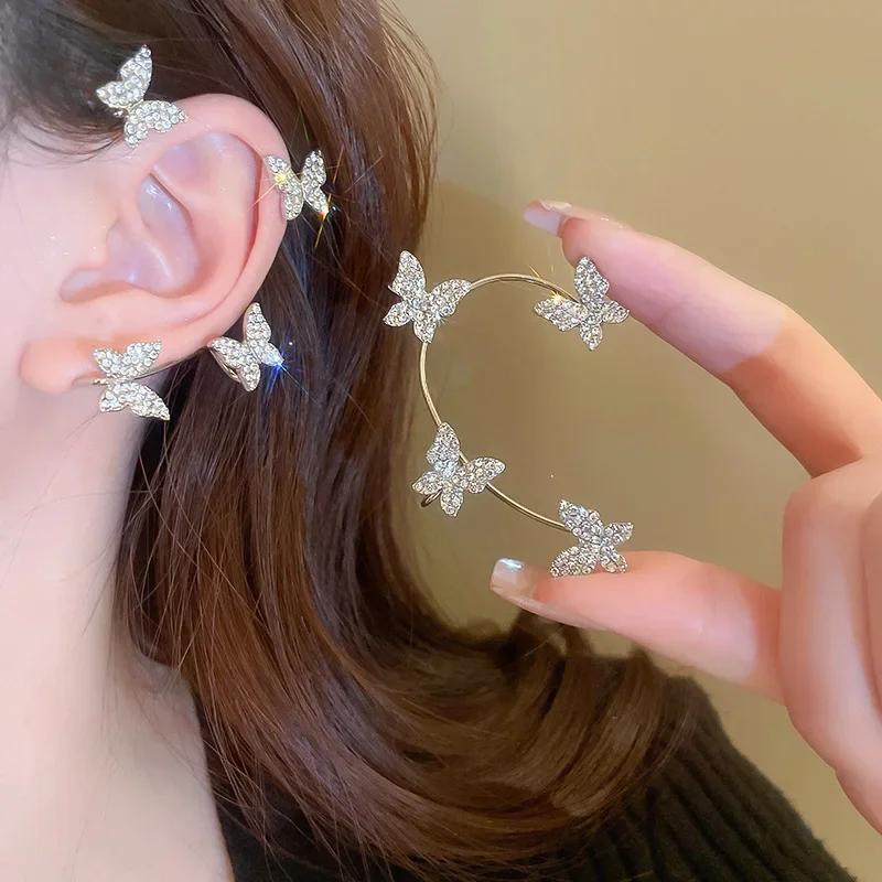 Gold Silver Color Butterfly Ear Clips Without Piercing For Women Ear Cuff Clip Earrings Wedding Fashion Aesthetic Korean Jewelry
