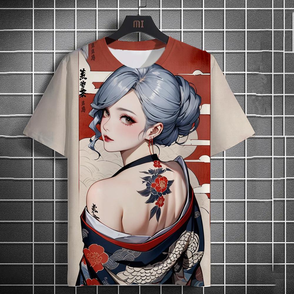 Vintage Girl Pattern Men's T-Shirt Cartoon 3d Printing T-shirt Oversized Tees For Men Bad Girl Harajuku Top Short Sleeve T Shirt
