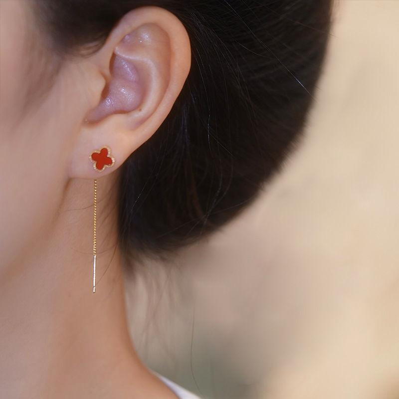 Four-leaf Clover Ear Line Hoop Earrings Women Elegant Fashion Jewelry