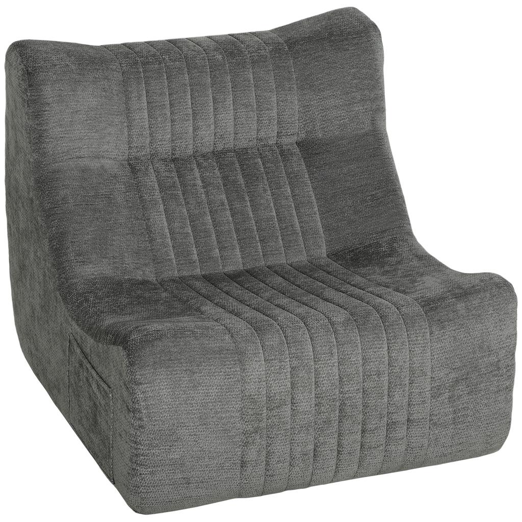 Lazy Sofa Butterfly Floor Chair, Side Pockets, 80 x 90 x 76 cm, Chestnut Grey