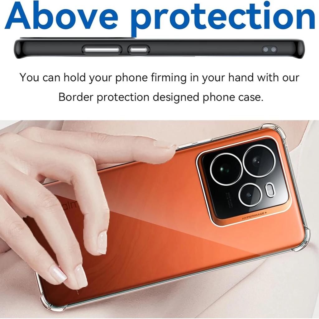 Coque antichoc TPU à quatre coins pour Realme GT 7 7T GT7 Coque de protection Coque arrière transparente Fundas Coque